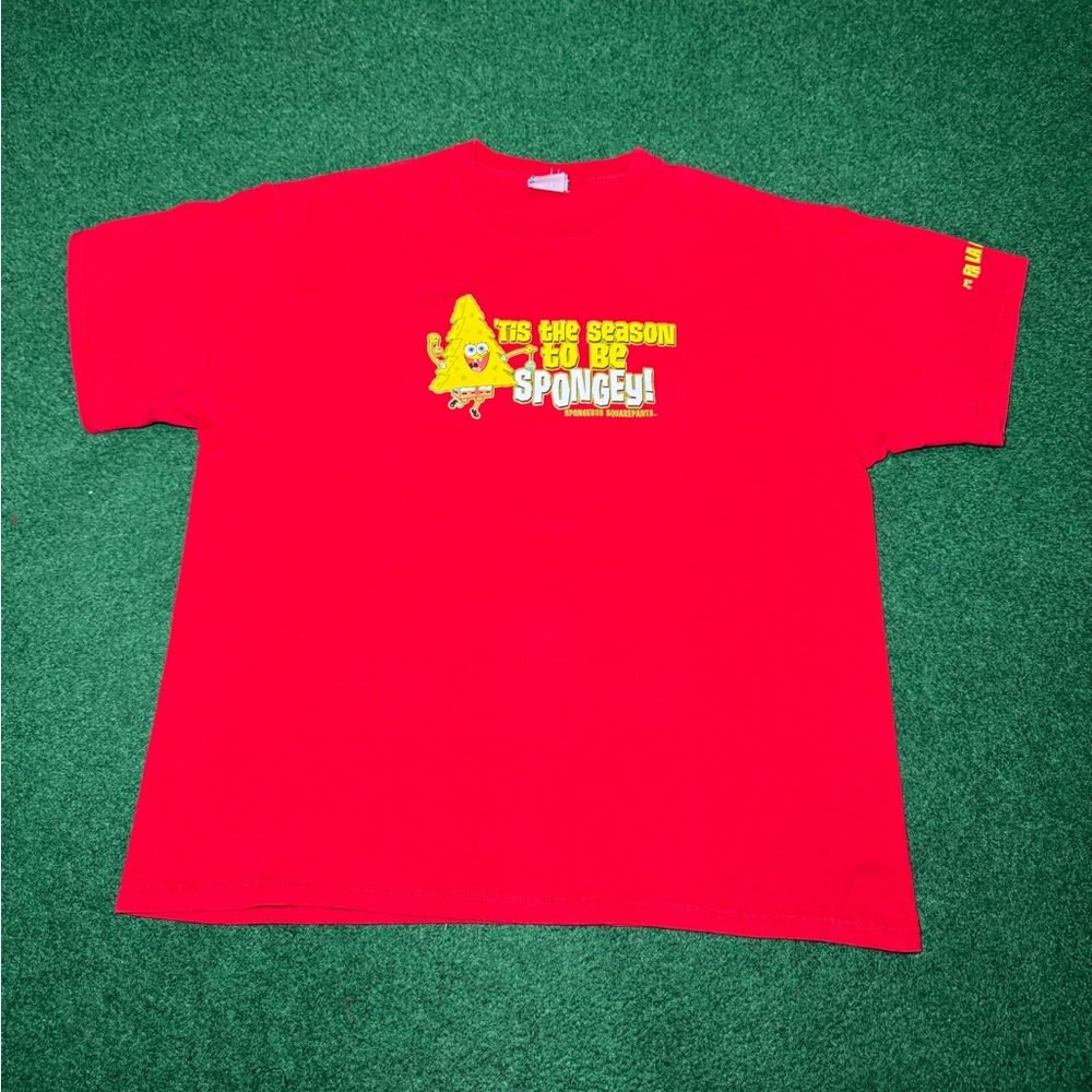 Vintage Y2K Spongebob Squarepants Nickelodeon Christmas XL Festive T Shirt